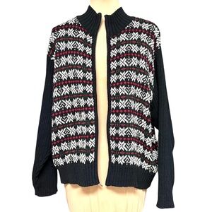 sweater LIZ CLAIBORNE vintage S/M cardigan cotton ramie zip nordic design warm